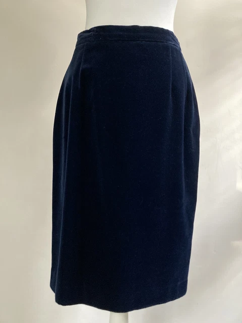 Gonna a matita dritta Paule Vasseur Paris velluto blu EU 40 W28"" lunghezza ginocchio