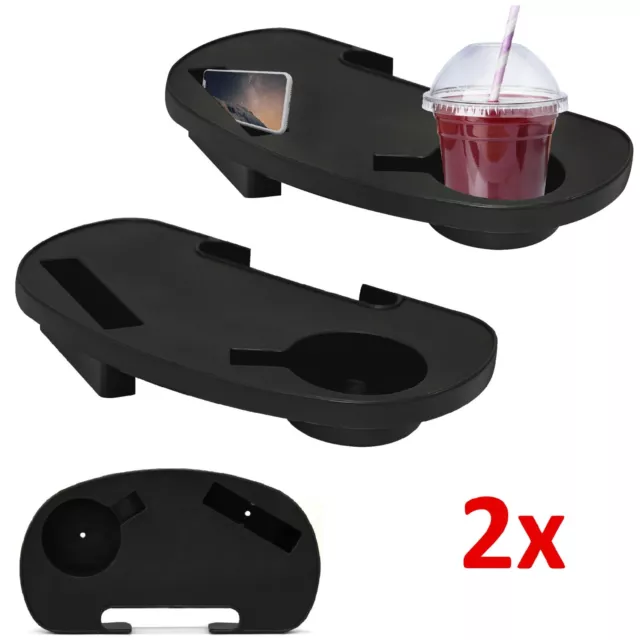 2 x RECLINING GARDEN LOUNGER CHAIR CLIP ON SIDE TABLE CUP DRINK HOLDER TRAY