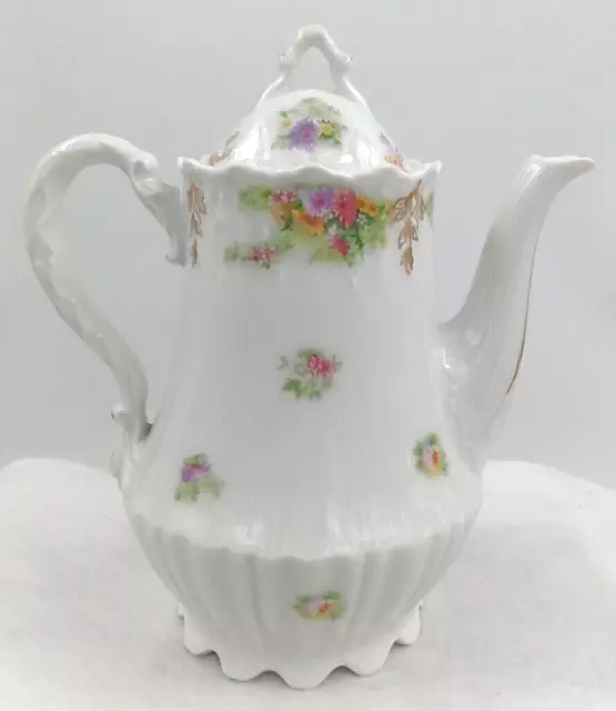 CT Altwasser Teapot Lid Handle Carl Tielsch Floral White Porcelain Germany Vtg