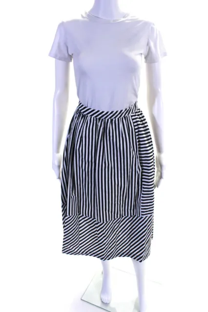 Toccin Womens Stacey Striped Midi A Line Skirt Black White Size 10