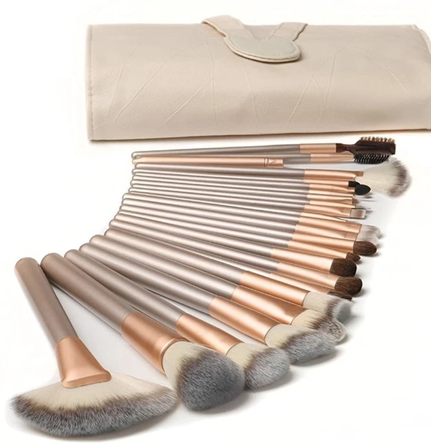 18 Pezzi Pennelli Trucco Set Di Pennelli Trucco Con Custodia Da Viaggio Manico i