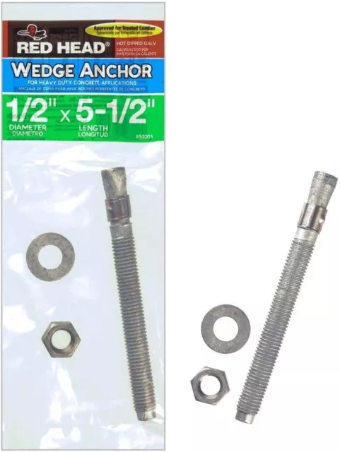 RED HEAD 50301 1/2-inch x 5-1/2-inch Steel Heavy-Duty Concrete Wedge Anchor