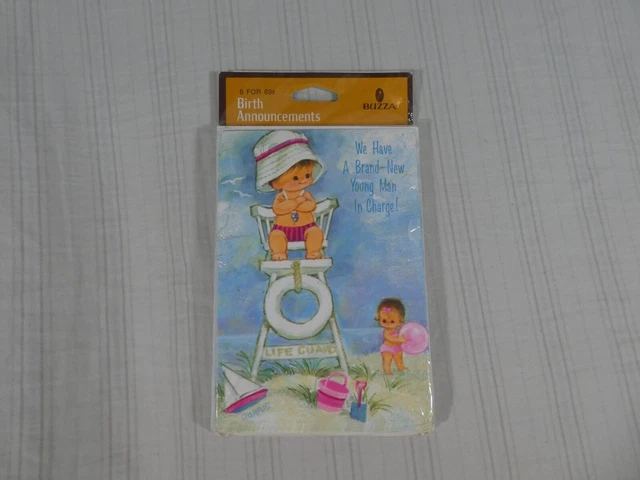 NOS Vintage BUZZA Birth Announcement Cards & Envelopes Sealed Reborn Doll P2