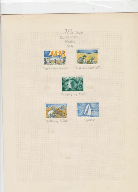 netherlands 1949 cultural relief fund & 1952 50th anniv stamps sheet ref 17830