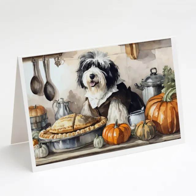 Old English Sheepdog Thanksgiving Pumpkins Greeting Cards Envelopes Pack of 8