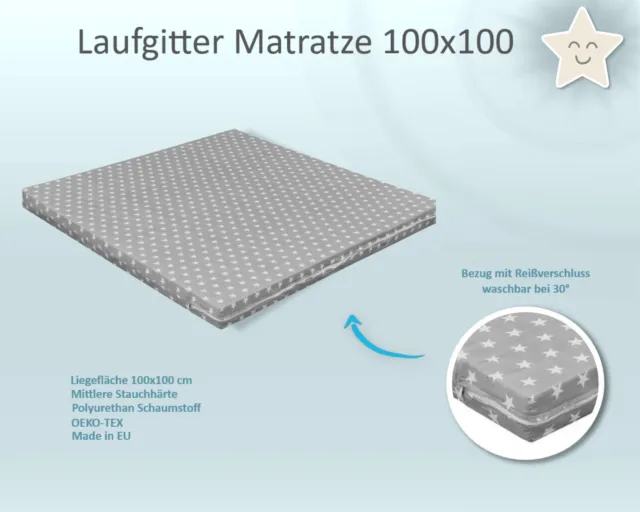 Laufgittereinlage Matratze Grey Stars für Laufgitter 100x100