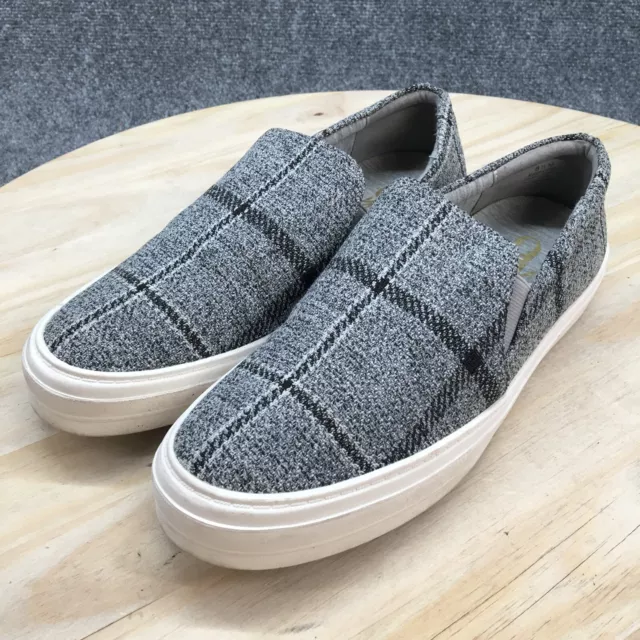 Nine West Sneakers Womens 8.5M Gray Black Onosha Plaid Slip On Casual Comfort 3