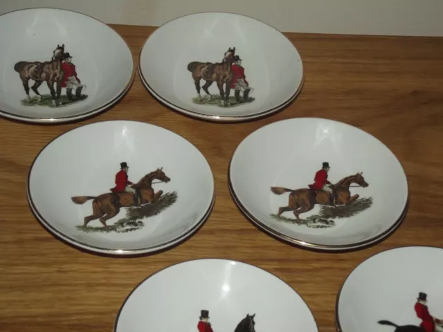 6 Weatherby Royal Falcon Gift Ware 4" Trinket Dish Hunt Hunting Scene Equestrian 3