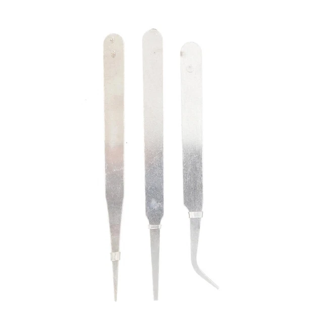 3x/set pinzetta in acciaio inox strumento fai da te riparazione montaggio di precisione elettronico LM❤