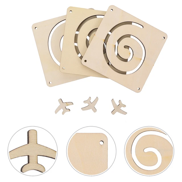 3 set divertenti puzzle fai da te legno patatine bambini artigianato giocattolo fai da te graffiti