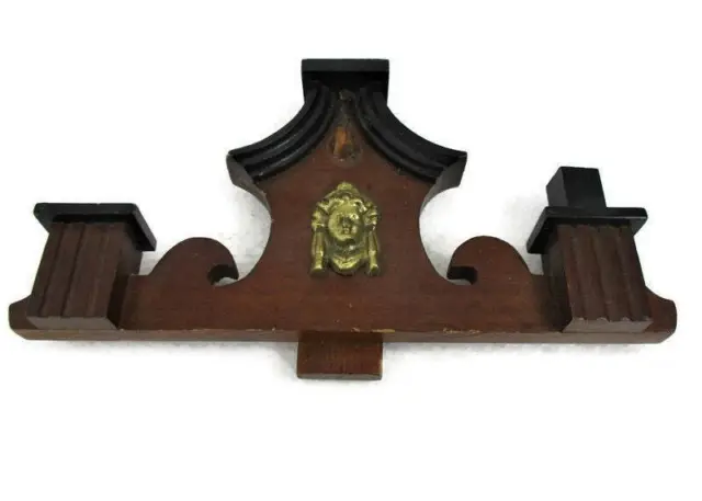 Small Hand Carved Wood Reclaimed Pediment Over Door Architectural Antique Meduss