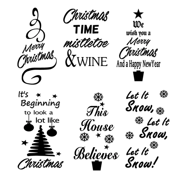 CHRISTMAS WINE BOTTLE Stickers Vinyl Decals Silhouette Glass Wall Arts