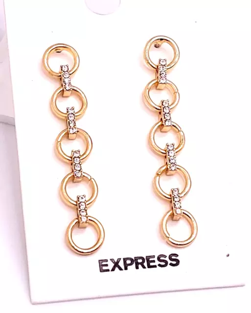 Express Designer Gold Tone Cubic Zirconia Dangle/Drop Earrings