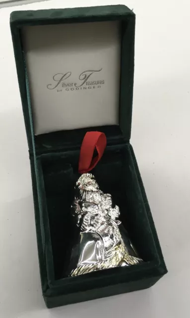 Vintage Godinger Silver Plated Santa Christmas Bell In Box, 3 1/4” Tall #3