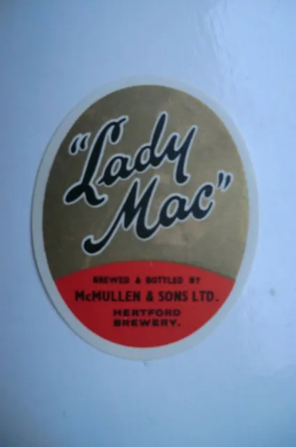 MINT McMULLEN HERTFORD LADY MAC BREWERY BEER BOTTLE LABEL