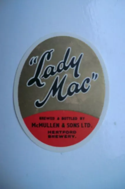 MINT McMULLEN HERTFORD LADY MAC BREWERY BEER BOTTLE LABEL