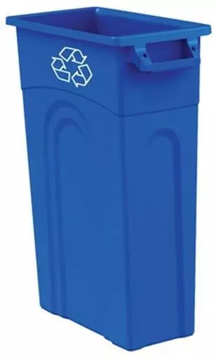 United Solutions TI0033 23 Gallon Blue Slim Recycling Bin Waste Container