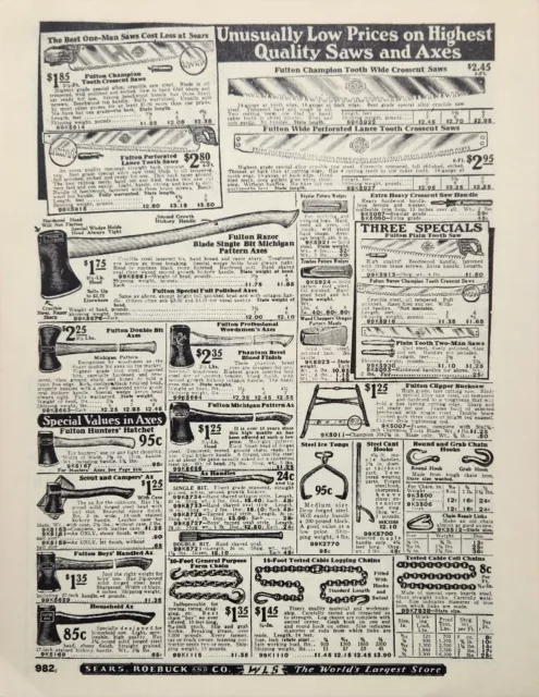 1927 Sears Roebuck Catalogue Axes Ad