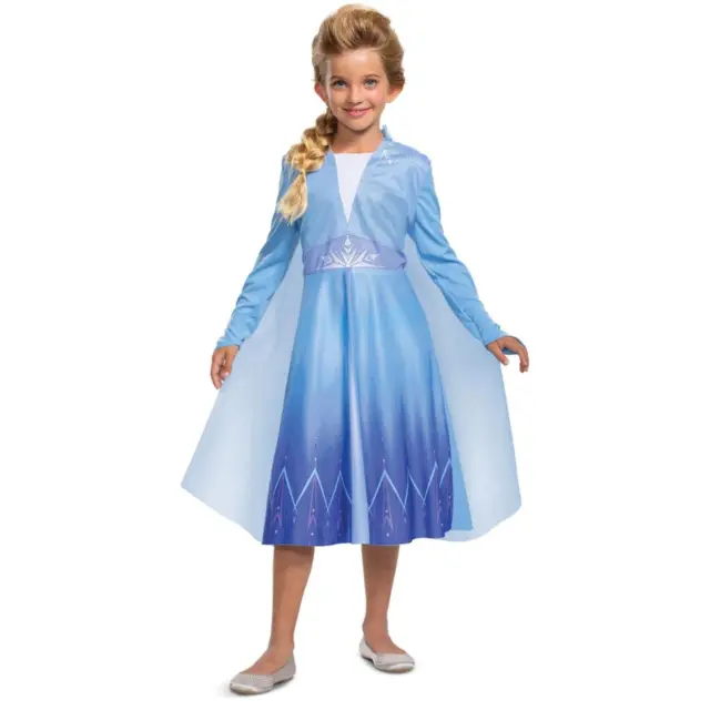 Children's Girls Official Disney Frozen Queen Elsa Travelling Dress Costume