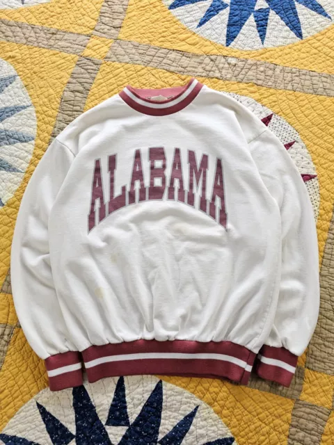 Vintage 90s Alabama Crimson Tide White Crewneck Sweatshirt NCAA L