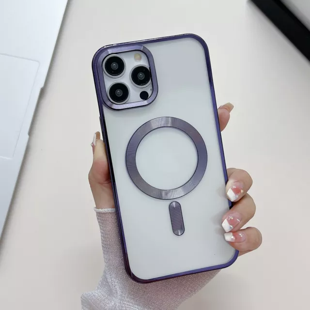 Plating Clear Case for iPhone 14/13/12/11 Magnetic MagSafe Compatible Shockproof
