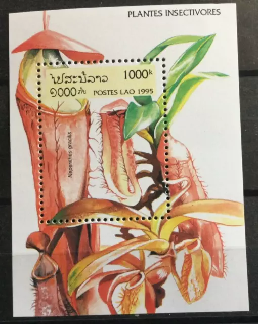 Timbres du Laos  bloc 132 " Plantes insectivores  " 1995