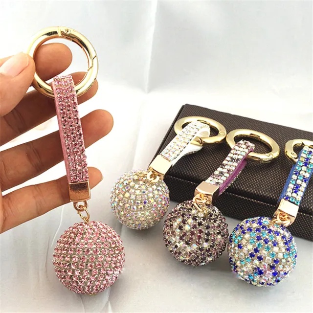 Ciondolo Per Auto Alla Moda Con Sfera Di Strass Di Cristallo Portachiavi Con ☆