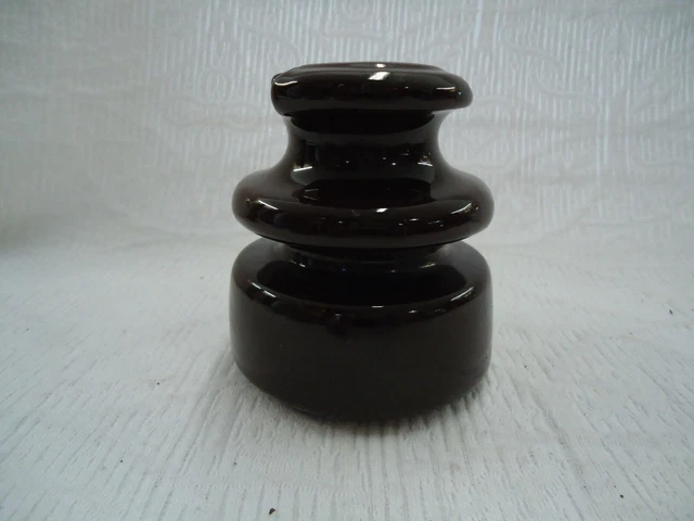 Vintage CERAMIC Insulator Brown Porcelain, Electric Power Line STEAMPUNK