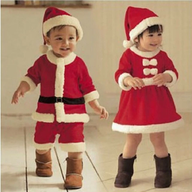 Baby Boy Girls Santa Claus Outfit Newborn Christmas Fancy Dress Hat Xmas Costume