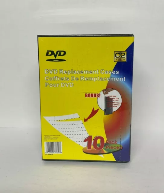 DVD Replacement SLIM Cases 10 Pack Empty with Bonus Perforated Label Strip New