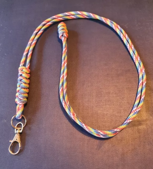 Snake Knot Paracord Neck Lanyard for Office ID Card, Tools, Keys. Rainbow