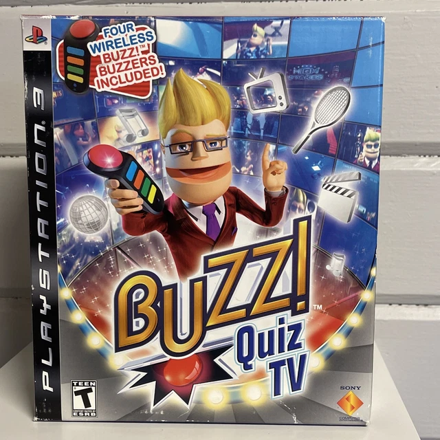 Buzz! Quiz TV Game Wireless Buzzers (Sony PlayStation 3, 2008) Complete Big Box