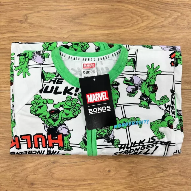 BONDS x Marvel Hulk Wondersuit White Green Size 000 00 0 1 2 3 BNWT