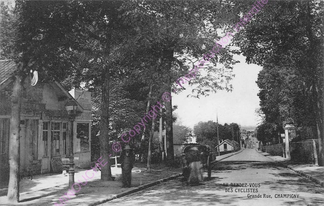 CPA 94500 CHAMPIGNY SUR MARNE Grande rue au rendezvous des cyclistes Edt ROMAND