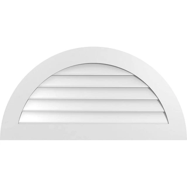 Ekena Millwork Gable Vent Louver 40"X20" Half Round Surface Pvc W/Standard Frame