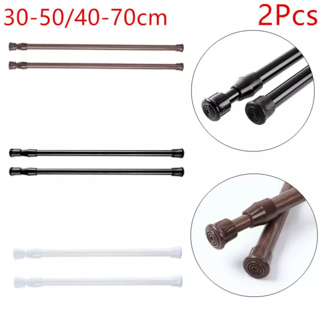 2 Tension Curtain Rod Spring Expandable Load Adjustable Heavy-Duty Tension Rods