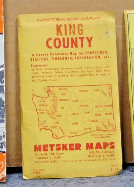 Early 1950's Metsker's Map of King County Washington