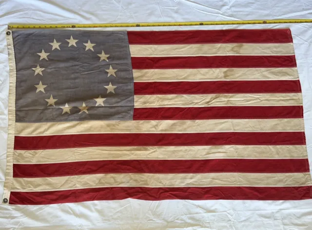 53”x32” OLD VINTAGE 13 STAR US AMERICAN FLAG, COTTON Butting Defiance Flag Co.