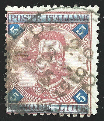 Italy Stamp 1891 5 Lire King Humbert I Scott # 72 Used