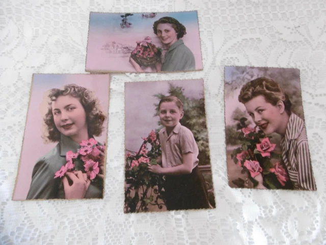 4 Superbes Anciennes Cartes Postales Photo Au Bromure