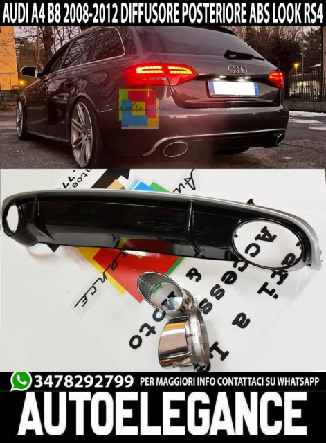 Audi A4 B8 8K 08-12 Avant Berlina Diffusore Posteriore Rs4 Con Terminali Cromati