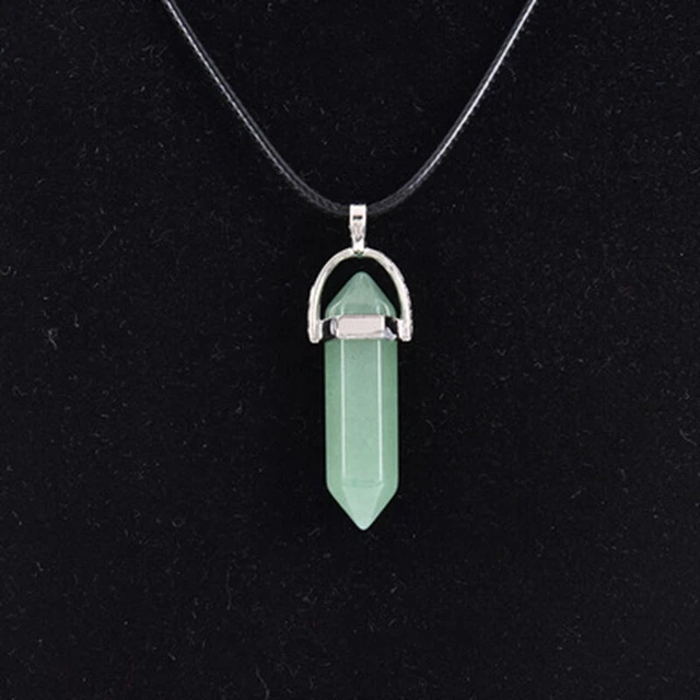 Natural Hexagonal Gemstone Pendant Chakra Healing Quartz Crystal Stone Necklace