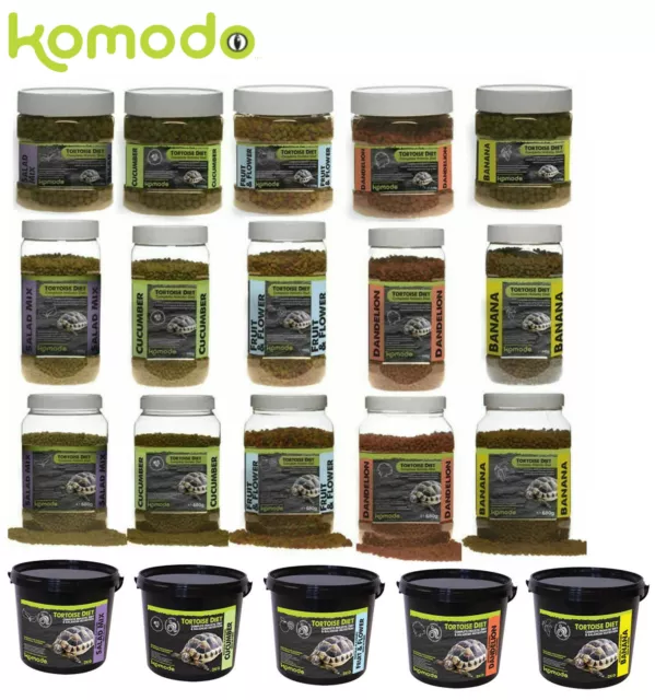 Komodo Complete Dry Tortoise Holistic Diet Food 5 Flavours 170G, 340G, 680G, 2Kg