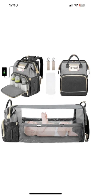 3 in 1 Foldbale Diaper Bag Baby Bed Portable Bassinet Crib Backpack Travel us