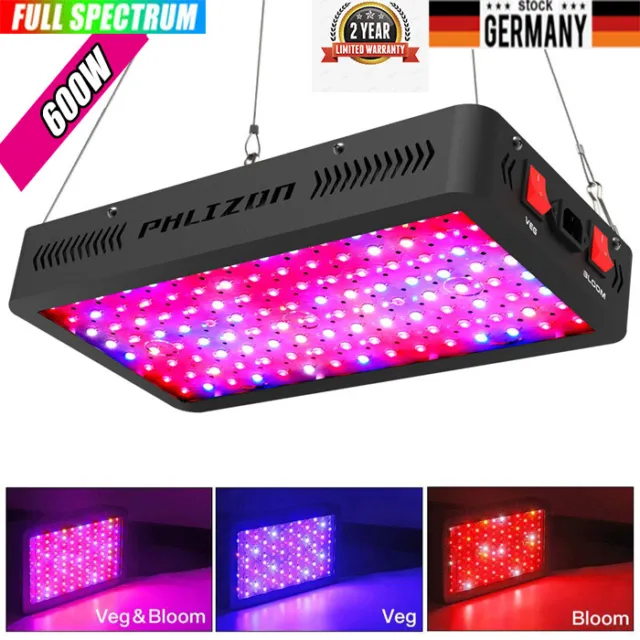 600W LED Grow Light Full Spectrum Pflanzenlampe Indoor Hydroponics Veg Flower DE