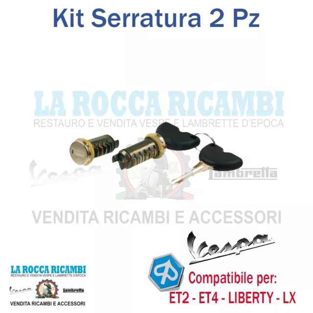 Kit Serratura 2 Pezzi Piaggio Liberty - Vespa Et2 - Et4 - Lx - Primavera -Sprint