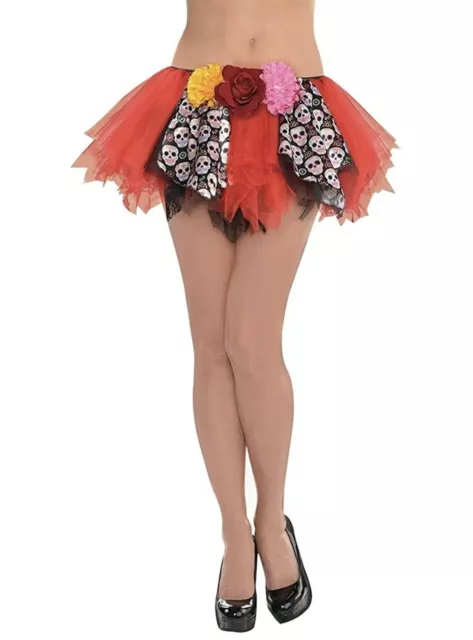 Day of the Dead Tutu Women’s Costume Skirt Fits Up To Size 8 Adult Halloween New