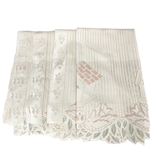 4 Vintage 80s JC Penney Filet Lace  Curtains 35 x 31 in Cottagecore Birdhouses