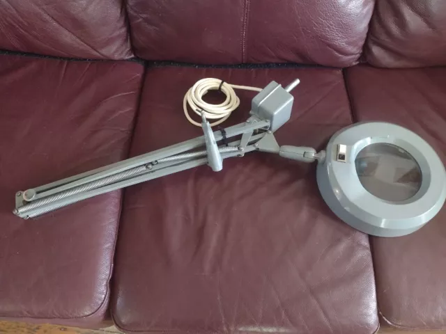 Luxo Magnifier Lamp Articulating Arm Vintage Industrial W Clamp Mcm Works
