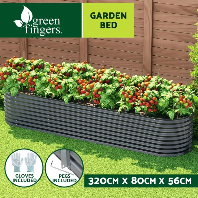 Greenfingers Garden Bed 320X80X56cm Oval Planter Box Raised Container Galvanised